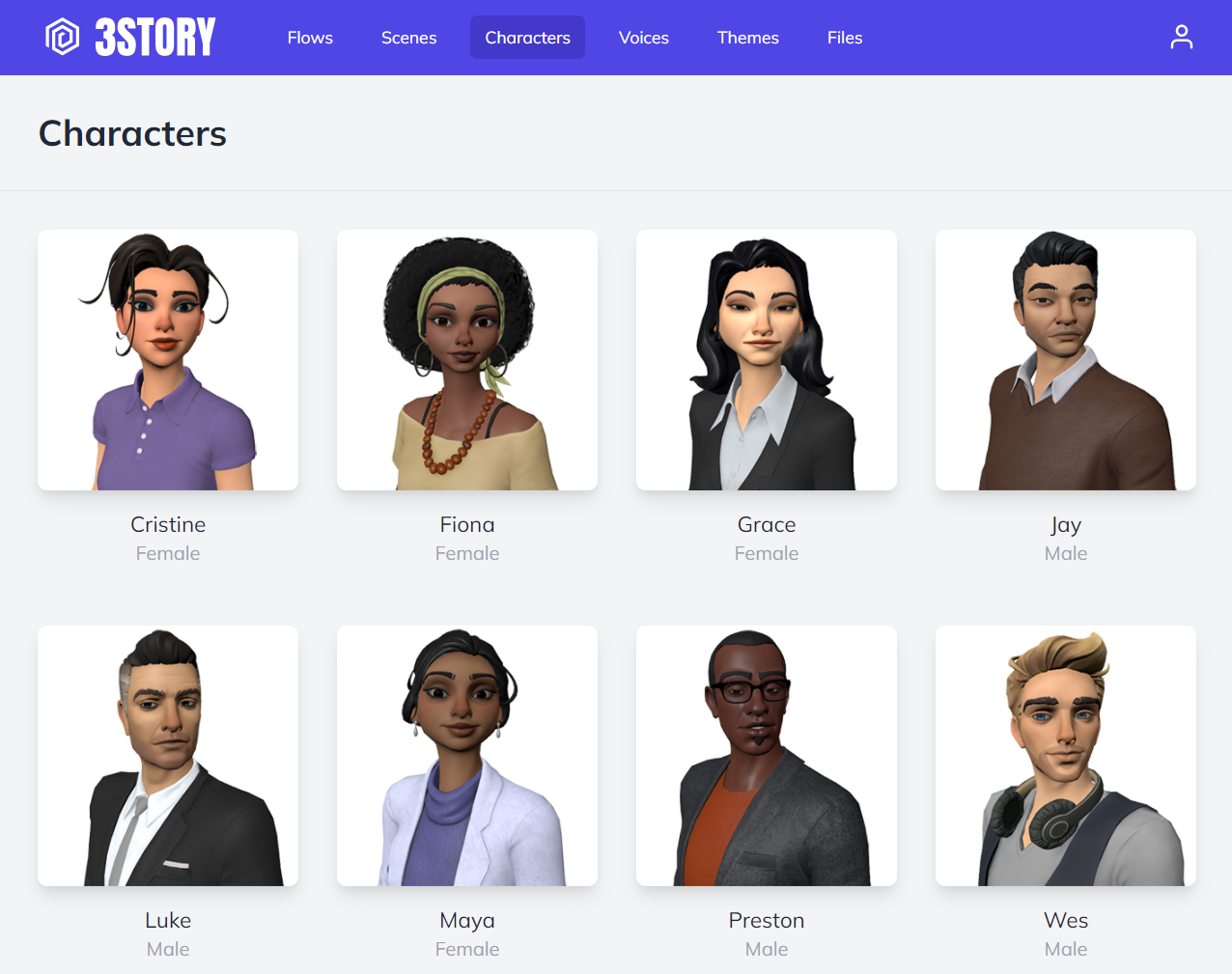 3D Characters - Choose from 8 built-in animated characters